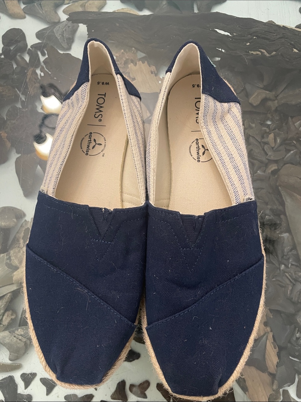 Toms Navy Canvas Espadrille Slip-On Flats